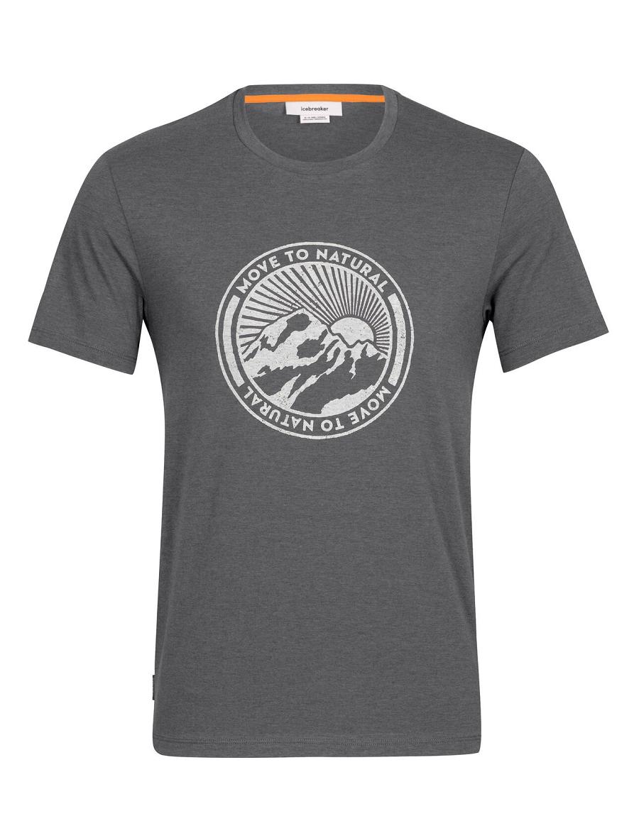 Monsoon Icebreaker Merino Central Classic Short Sleeve Move to Natural Mountain Men's T Shirts | AU 1147DFMN